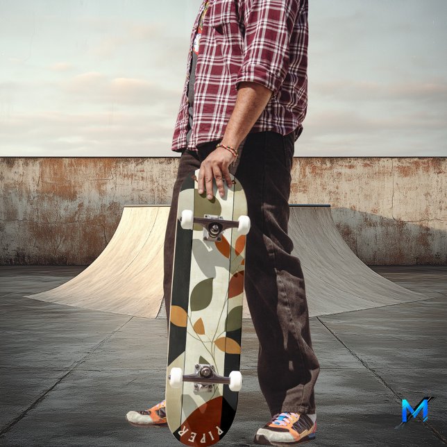Earthy Leaf Skateboard - Boho Minimalistisk Naturl (Skapare uppladdad)