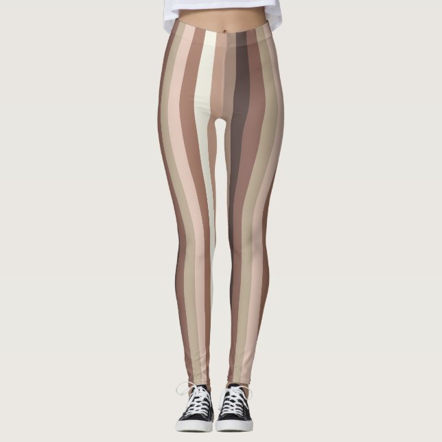 Earthy Lodrät Rand Mönster Leggings (Framsida)