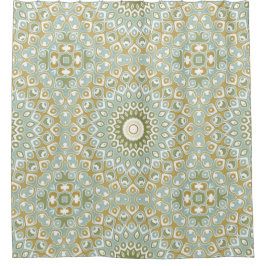 Earthy Mandala in Green, Gold, and Soft Blue