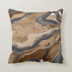 Earthy Marble Agate Guld Glitter Glam #1 Kudde