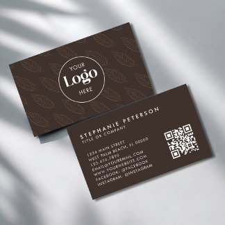 Earthy Minimalist Botanical Custom Logo QR Code Visitkort