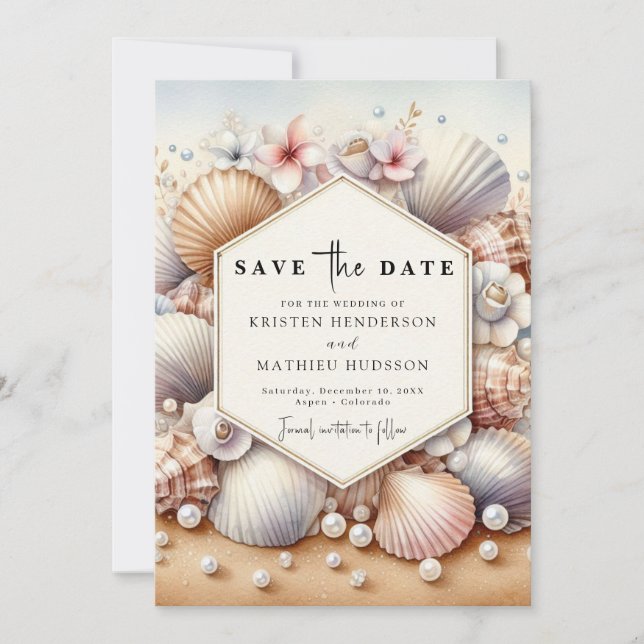 Earthy Modern Beach Wedding Spara Datumet (Framsida)