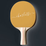 Earthy Mustard Yellow Script Name Personalized  Pingisracket<br><div class="desc">This personalized ping pong paddle features a warm mustard background with elegant handwritten script for a clean,  modern look. Ideal for casual home players,  game room setups,  or anyone who loves thoughtful,  design-driven sports accessories. Customize the name to create something personal,  fun,  and uniquely yours.</div>