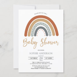 Earthy Muted Tones Boho Rainbow Baby Shower Inbjudningar