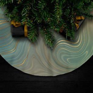 Earthy Olive Strata Agat för Grönt och Guld Bläc Julgransmatta Borstad Polyester