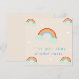 Earthy Pastel Rainbow 1St Birthday Inbjudningar