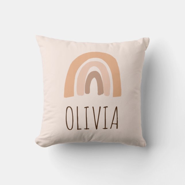 Earthy Pastel Rainbow Girl Birthday Gift Kudde (Framsida)