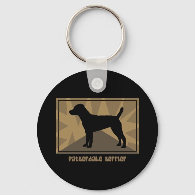 Earthy Patterdale Terrier Keychain Nyckelring (Framsida)