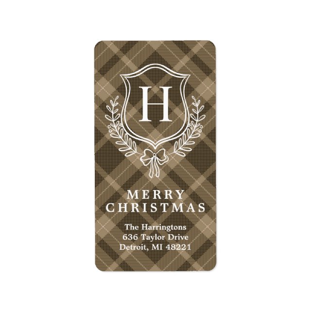 Earthy Play Monogram-Returadressen Jul Adressetikett (Framsidan)