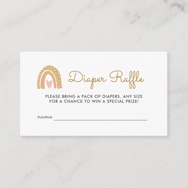 Earthy Rainbow Baby Shower Diaper Raffle Biljett Tilläggskort (Framsida)