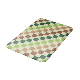 Earthy rainbow diagonal checkerboard pattern badrumsmatta