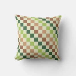 Earthy rainbow diagonal checkerboard pattern kudde