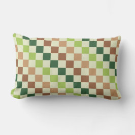 Earthy rainbow diagonal checkerboard pattern lumbarkudde