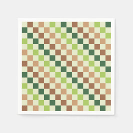 Earthy rainbow diagonal checkerboard pattern pappersservett