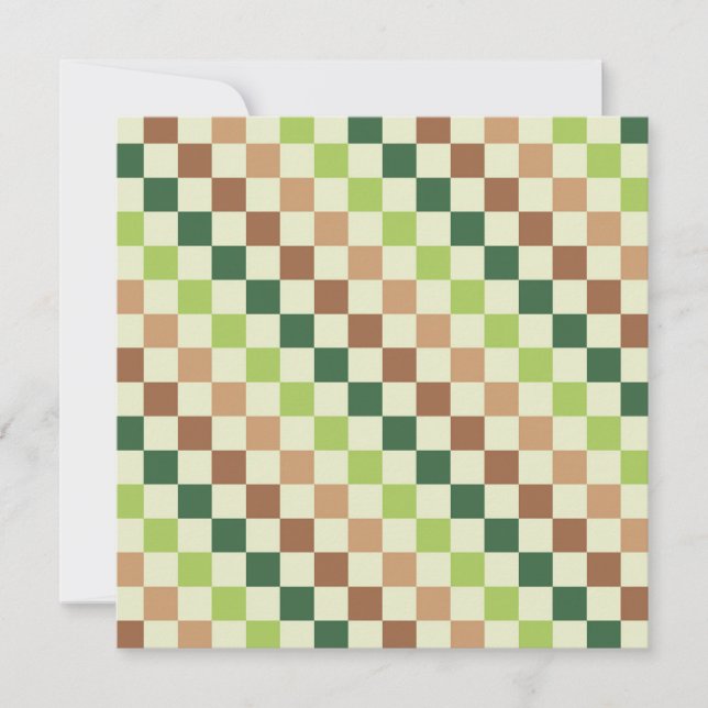 Earthy rainbow diagonal checkerboard pattern tack kort (Framsida)