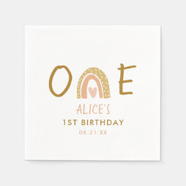 Earthy Rainbow Girl 1st Birthday Party Pappersservett