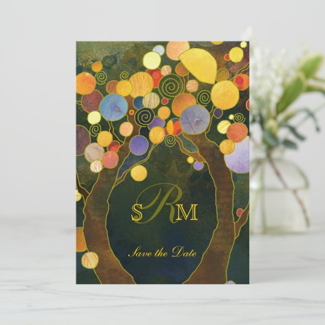 Earthy Romantic Träd Bröllop spara datum Datumet (Stående Fram)