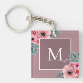 Earthy Rosa | Blommigt Photo Monogram-Nyckelring