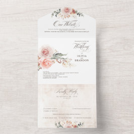Earthy Rosa Flowers Elegant Boho Bröllop