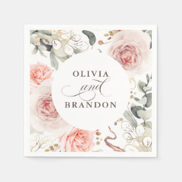 Earthy Rosa Flowers Elegant Boho Bröllop Pappersservett