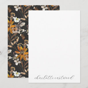 Earthy Rustic Guld Brown Autumn Wildblommor Anteckningskort