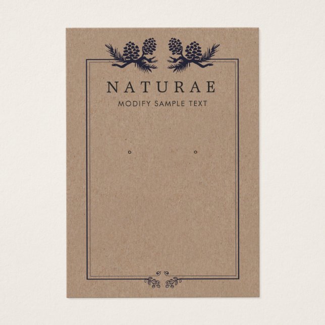 Earthy Rustic Kraft Gräs Cones Earring Visning Visitkort (Framsidan)