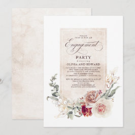 Earthy Shade Flowers Boho Elegant Förlovningsfest Inbjudningar