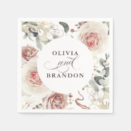 Earthy Shade Flowers Elegant Boho Bröllop Pappersservett