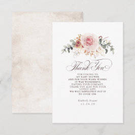 Earthy Shades Blommigt Baby Shower Tack Kort