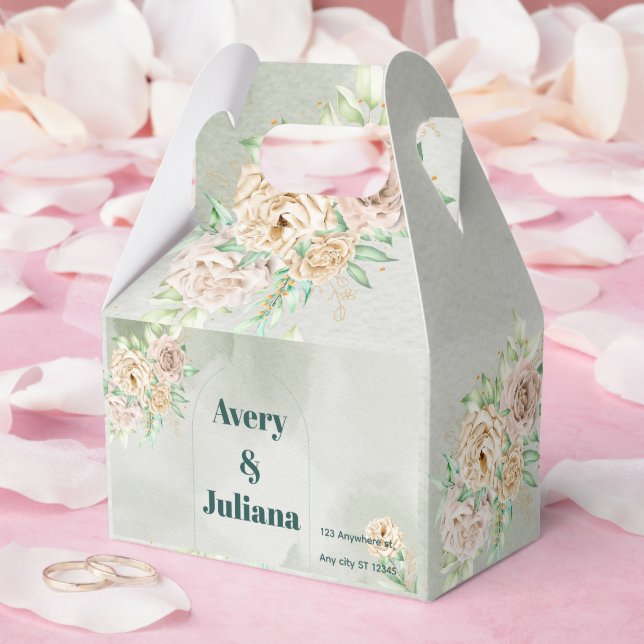 Earthy Shades Flowers Boho Elegant Sage Green Presentaskar (Bröllop)