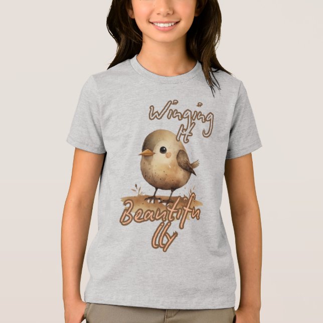 Earthy Small Mysigt Bird T Shirt (Framsida)