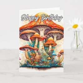 Earthy Sprouting Mushroom Hut Illustration Kort