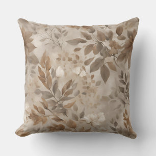 Earthy Taupe Brown Botanical Print Kudde