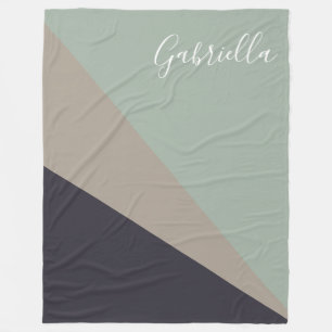 Earthy Taupe och Sage Geometric Personlig Fleecefilt