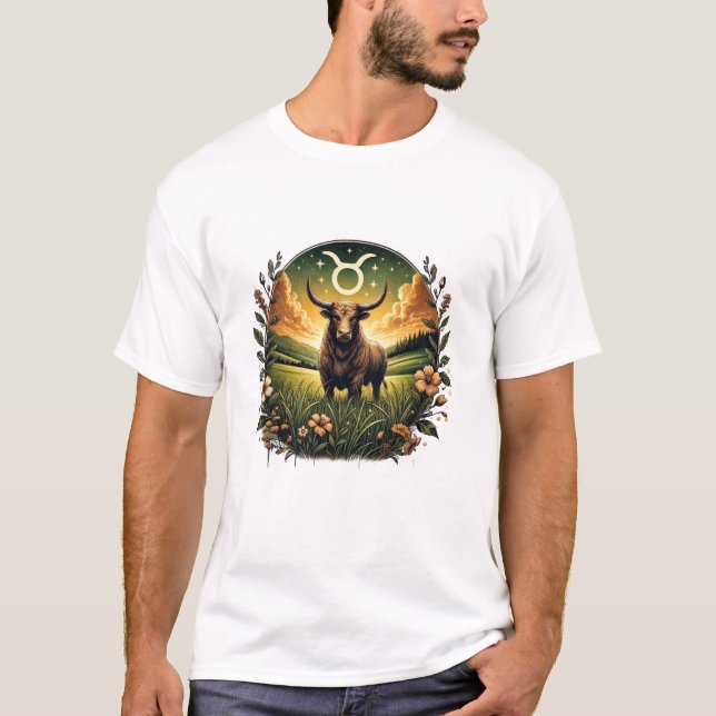 Earthy Taurus Zodiac Design T Shirt (Framsida)