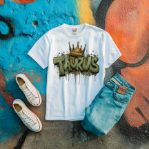 Earthy Taurus Zodiac Graffiti Airbrush med Krona