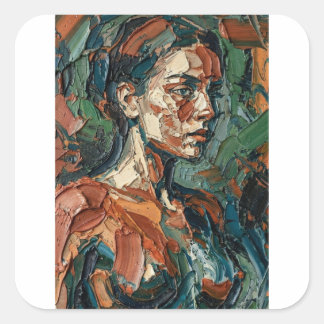 Earthy & Teal Textured Face Wall Art Fyrkantigt Klistermärke