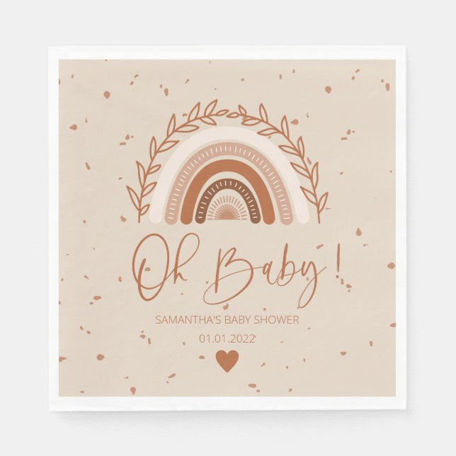 Earthy Terracotta Boho Rainbow Bord Napkins Pappersservett (Framsidan)