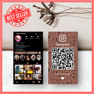 Earthy Terracotta Hår Salong Instagram QR Visitkort