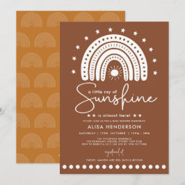 Earthy Terracotta Rainbow & Sunshine Baby Shower Inbjudningar
