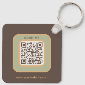 Earthy Tone Logo QR Code Double Sided Keychain Nyckelring