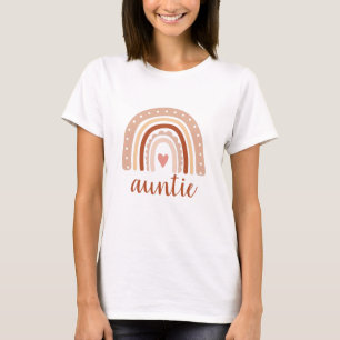 Earthy Tone Modern Boho Rainbow Auntie  T Shirt