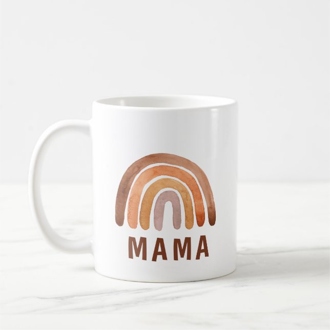 Earthy Tone Watercolor Boho Mamma Kaffemugg (Vänster)