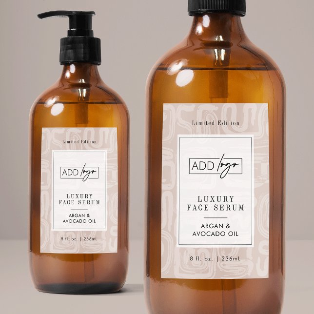 Earthy Tones Boho Pattern Waterproof Product Label Mat Etikett (modern earthy beige cosmo bottle waterproof label with your logo and customizable colors)