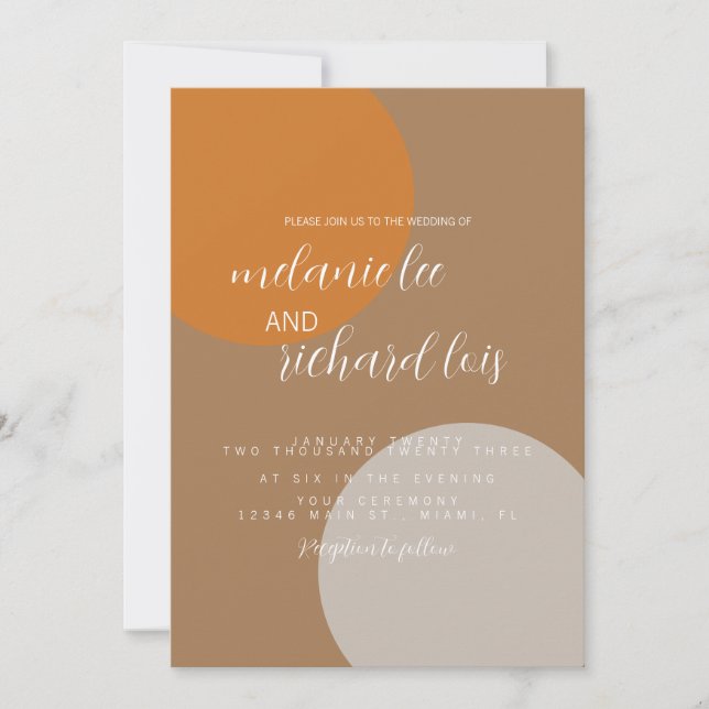 Earthy Tones Natural Circular Bröllop Inbjudningar (Framsida)