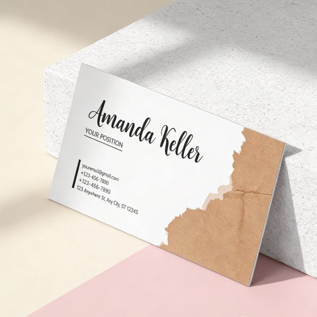 Earthy Torn Paper Business Card Visitkort (Skapare uppladdad)