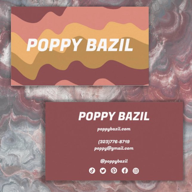 Earthy Vågigt Rand minimalistiskt fet Rosa Guld Visitkort (Skapare uppladdad)