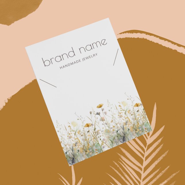 Earthy Watercolor Wildflowers Necklace Display  Visitkort (Skapare uppladdad)