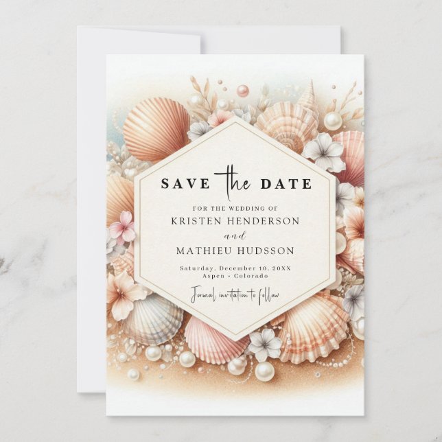 Earthy Whimsical Beach Wedding Spara Datumet (Framsida)
