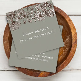 Earthy Whimsical Wildblommor Fyrkantigt Visitkort